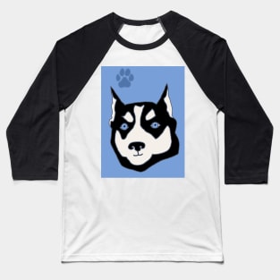 Funny Siberian Husky with Paw Prints Baseball T-Shirt